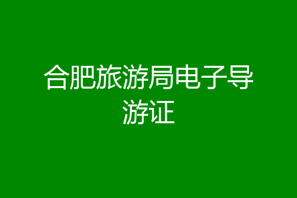 合肥旅游局电子导游证