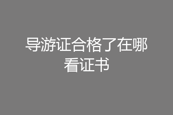 导游证合格了在哪看证书