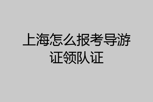 上海怎么报考导游证领队证