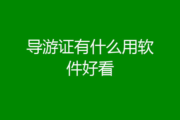 导游证有什么用软件好看