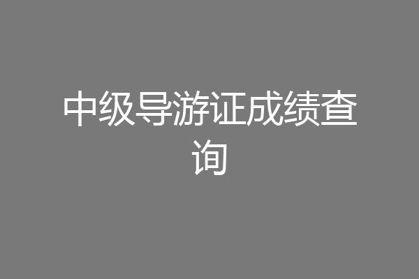 中级导游证成绩查询
