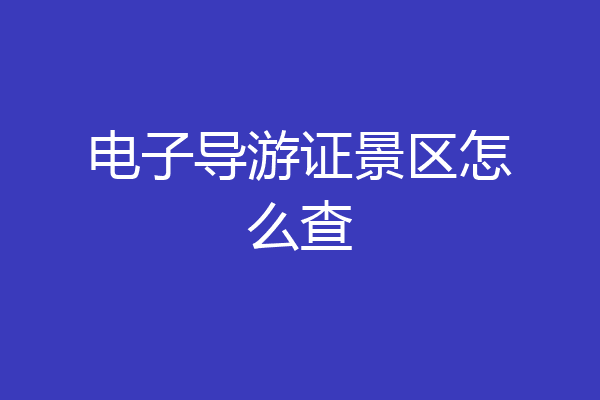 电子导游证景区怎么查