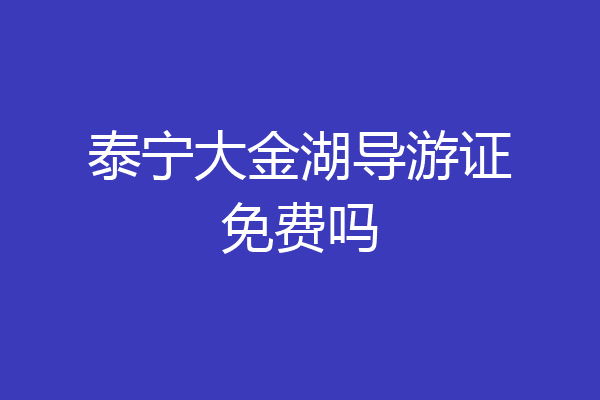 泰宁大金湖导游证免费吗