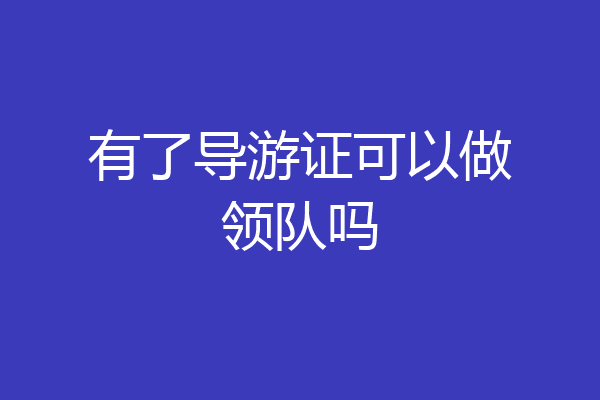 有了导游证可以做领队吗