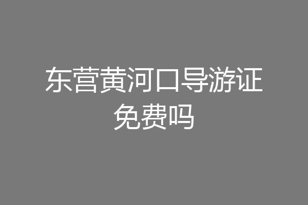东营黄河口导游证免费吗