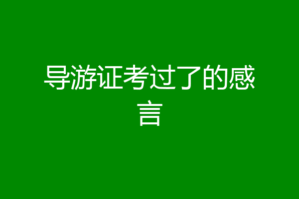 导游证考过了的感言
