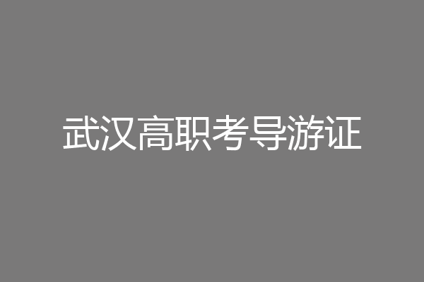 武汉高职考导游证
