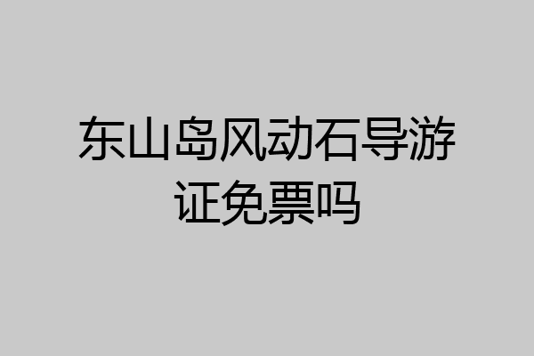 东山岛风动石导游证免票吗