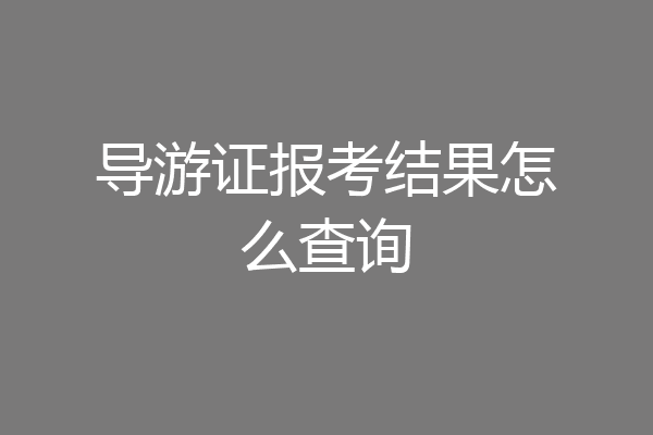 导游证报考结果怎么查询