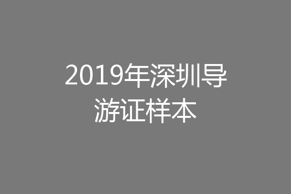 2019年深圳导游证样本