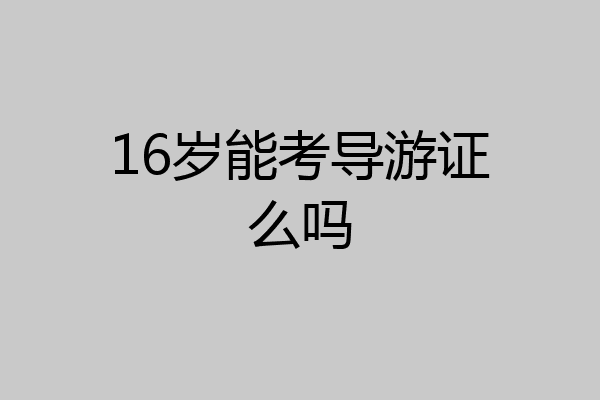 16岁能考导游证么吗
