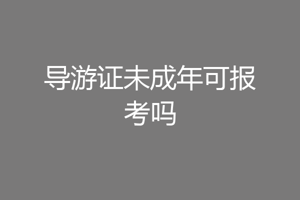 导游证未成年可报考吗
