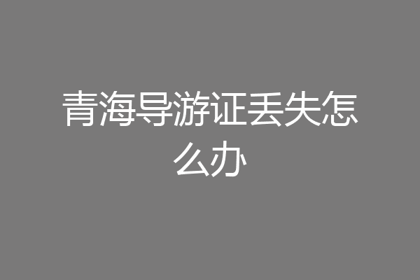 青海导游证丢失怎么办
