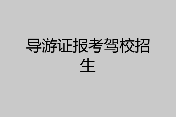 导游证报考驾校招生