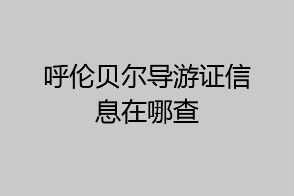 呼伦贝尔导游证信息在哪查