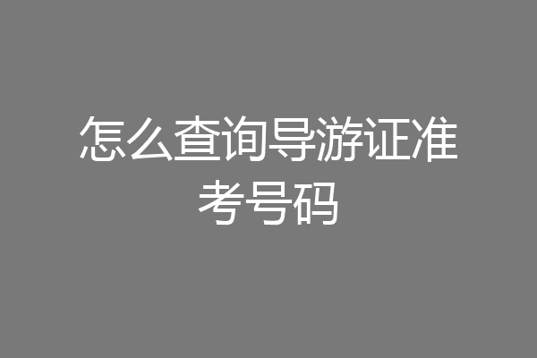 怎么查询导游证准考号码