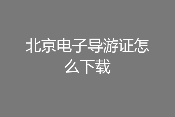 北京电子导游证怎么下载