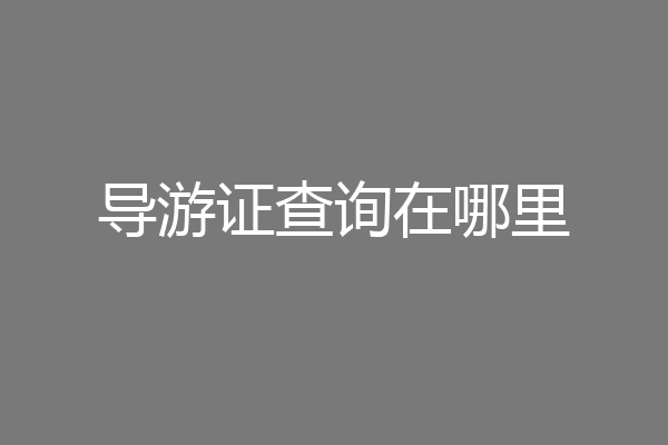 导游证查询在哪里