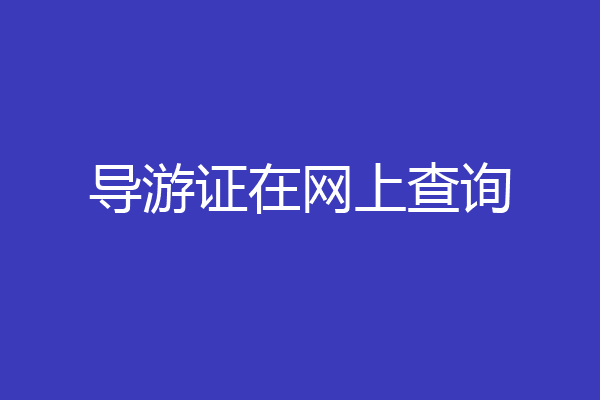 导游证在网上查询