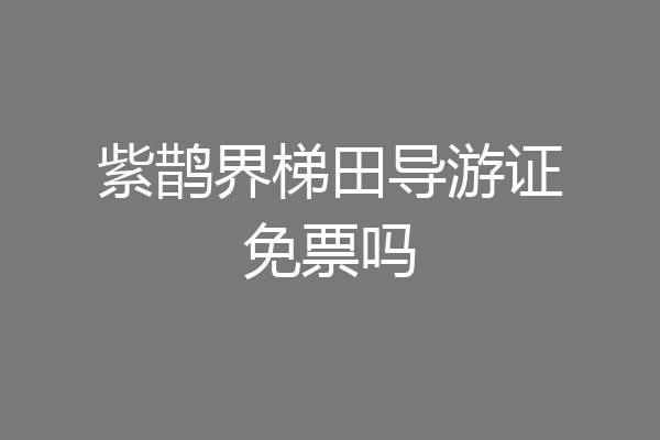 紫鹊界梯田导游证免票吗