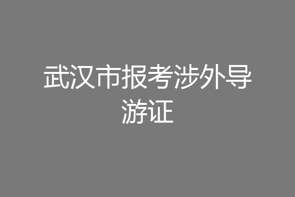 武汉市报考涉外导游证