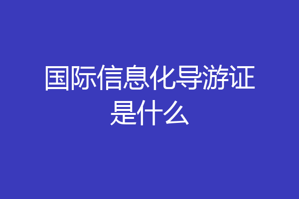 国际信息化导游证是什么