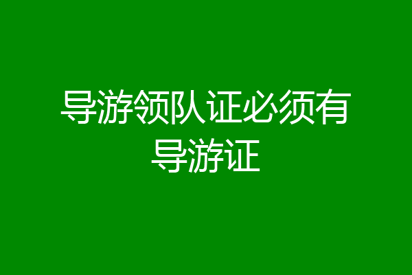 导游领队证必须有导游证