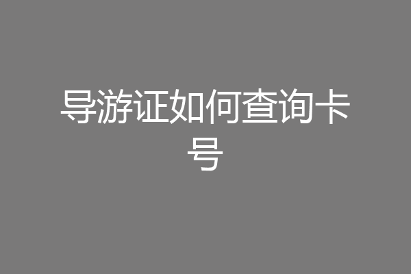 导游证如何查询卡号