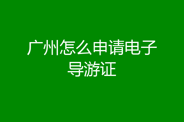 广州怎么申请电子导游证