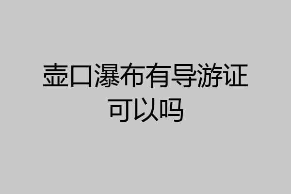 壶口瀑布有导游证可以吗