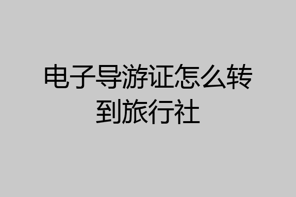 电子导游证怎么转到旅行社