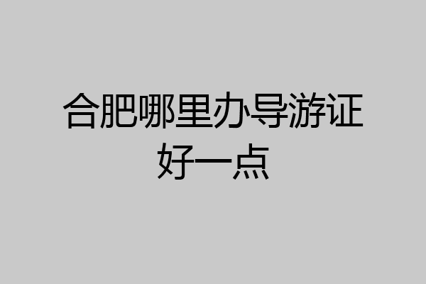 合肥哪里办导游证好一点