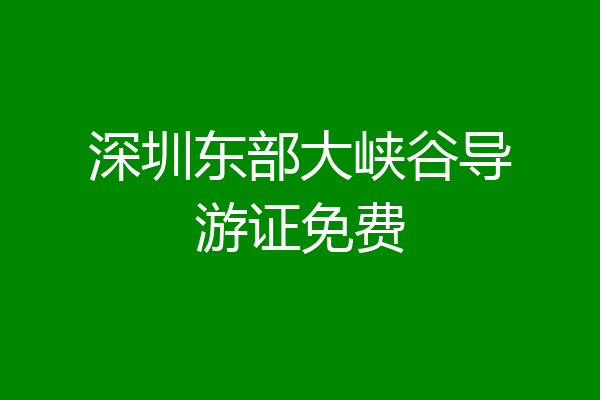 深圳东部大峡谷导游证免费