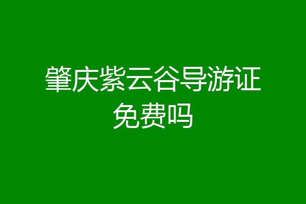 肇庆紫云谷导游证免费吗