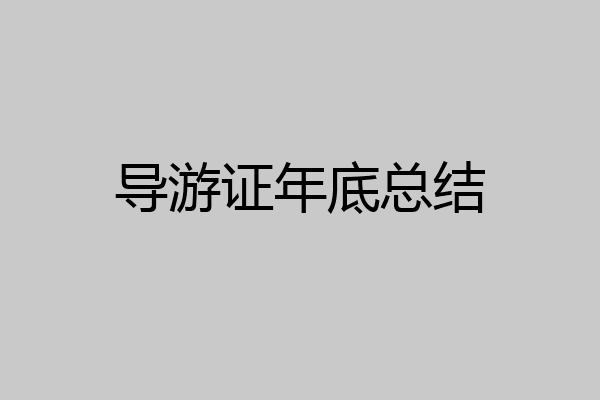 导游证年底总结