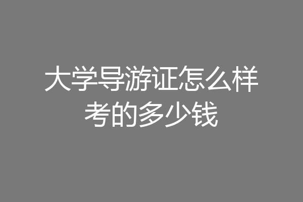 大学导游证怎么样考的多少钱