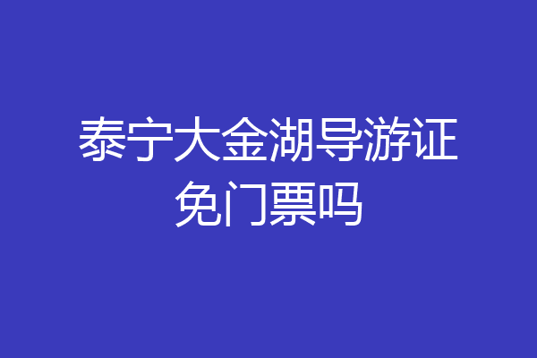 泰宁大金湖导游证免门票吗
