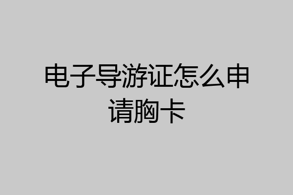 电子导游证怎么申请胸卡
