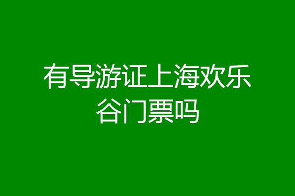 有导游证上海欢乐谷门票吗