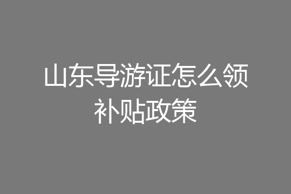 山东导游证怎么领补贴政策