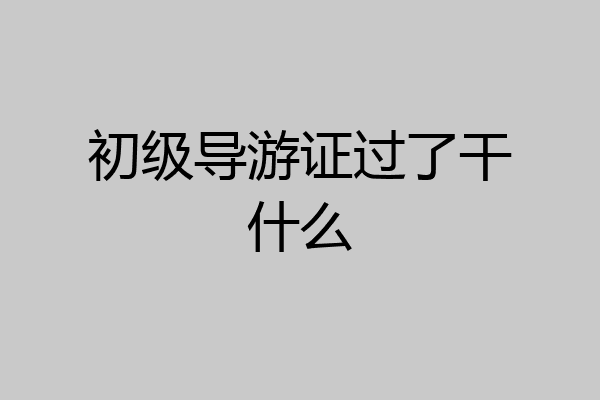 初级导游证过了干什么