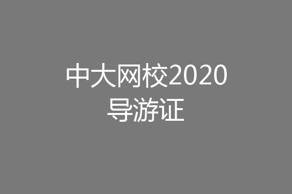 中大网校2020导游证