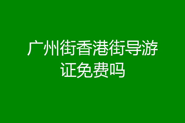 广州街香港街导游证免费吗