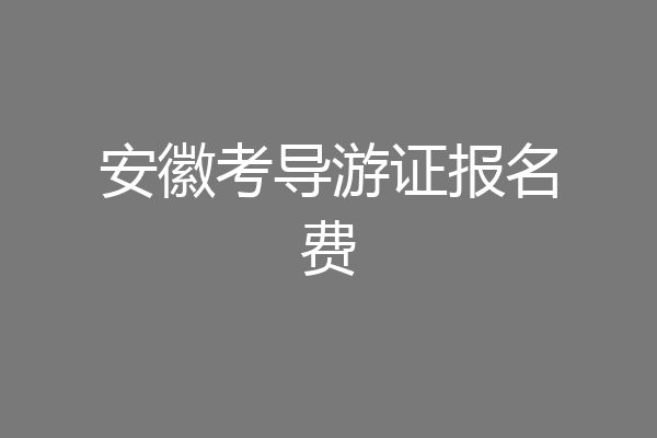 安徽考导游证报名费
