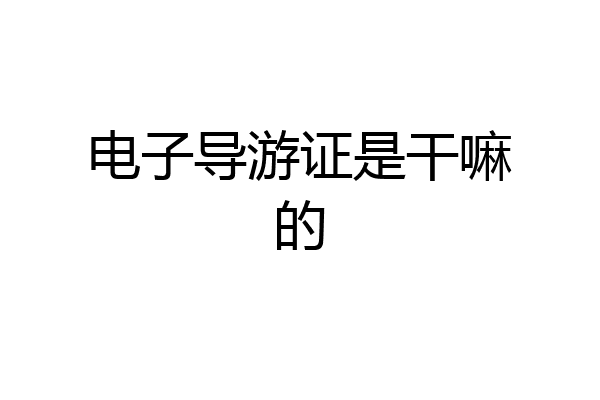 电子导游证是干嘛的