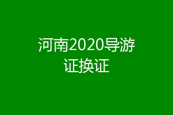 河南2020导游证换证