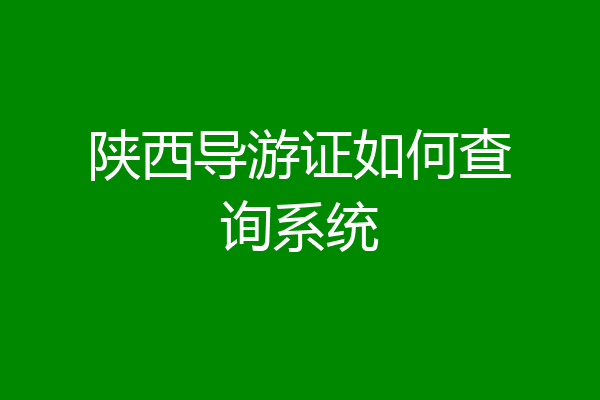 陕西导游证如何查询系统