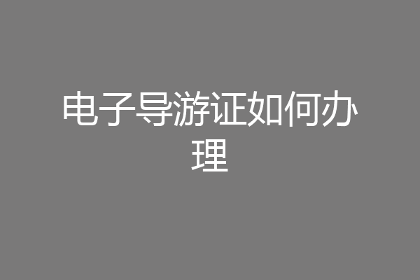 电子导游证如何办理