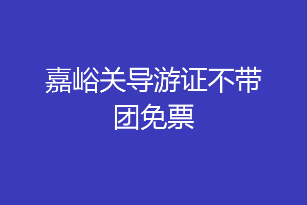 嘉峪关导游证不带团免票