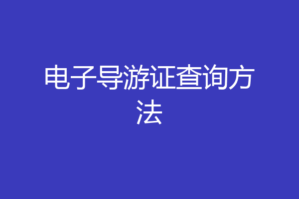 电子导游证查询方法